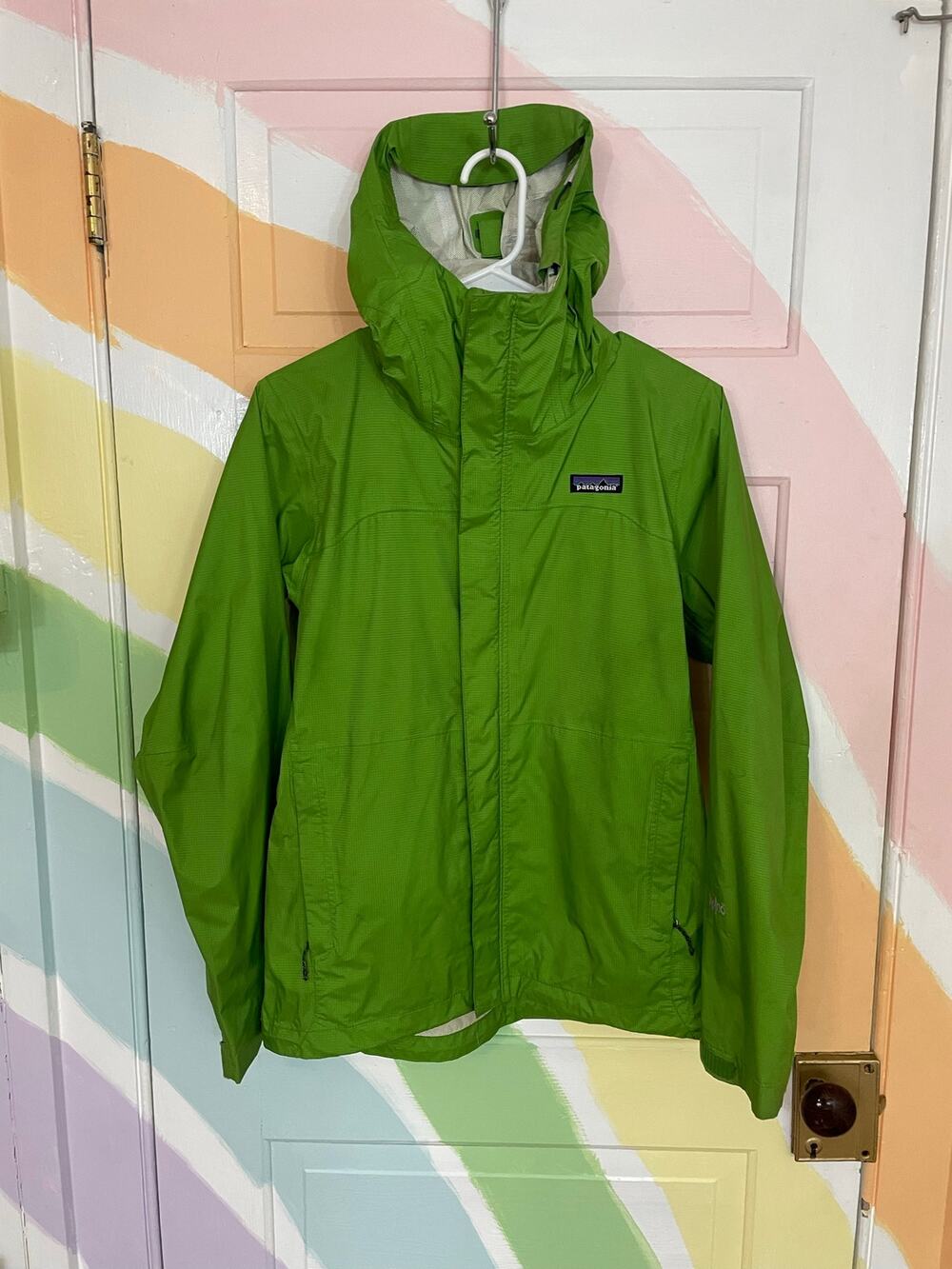 Patagonia Women's H2No Waterproof Hooded Rain Shell Jacket Green Small